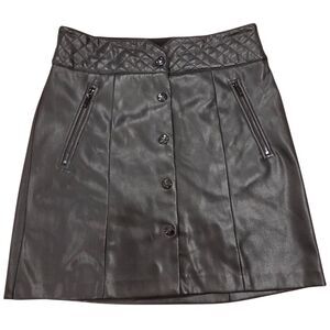 Karl Lagerfeld Black Faux Leather Mini Skirt Baddie Biker 4 (fits like 6-8)